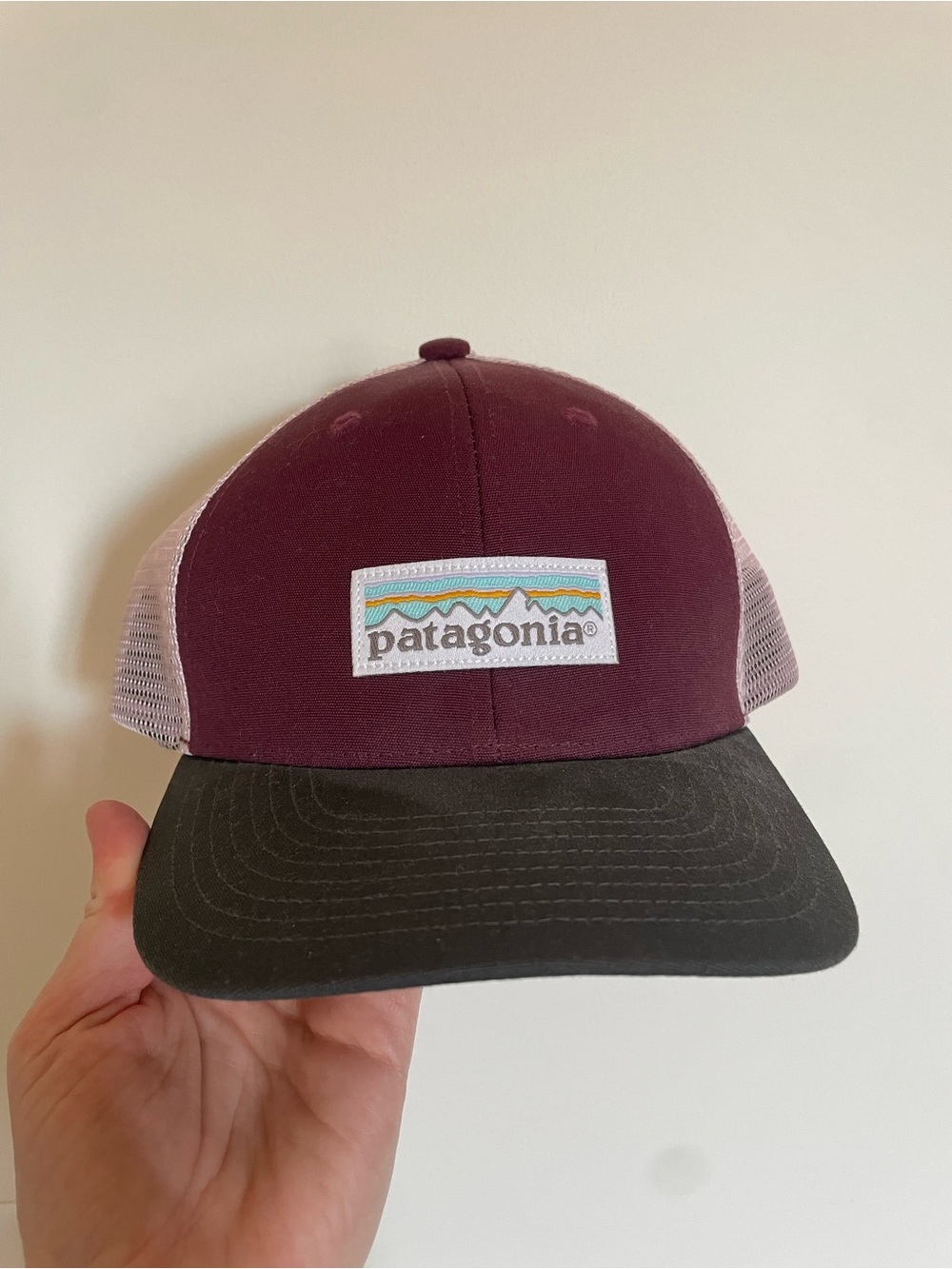 Patagonia Kids Trucker Hat - Burgundy and Black with White Mesh